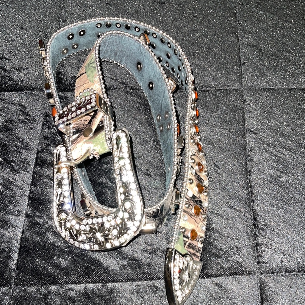 Silver And Black Embellished Women's Belt